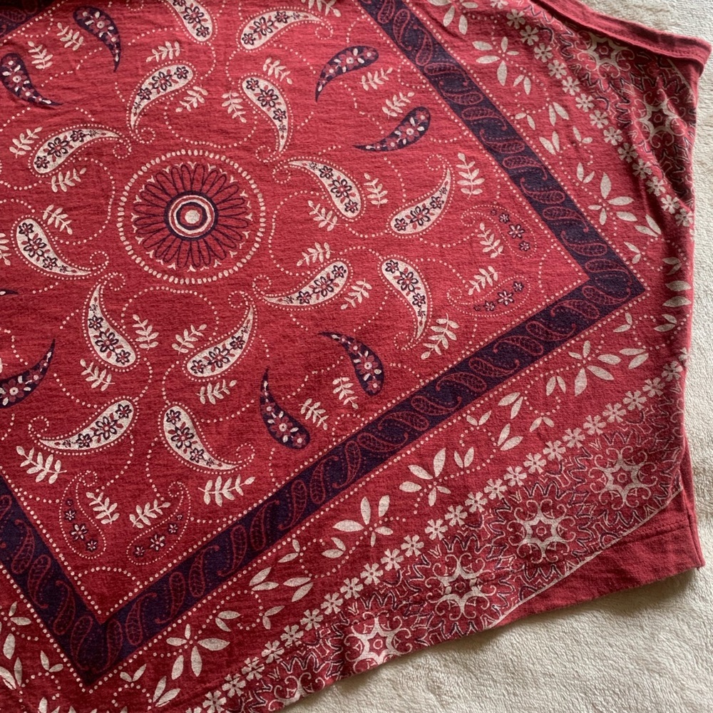 Shyanne Brick Red Bandana Print Western boho Halter Graphic Cotton Tank large - Picture 4 of 11